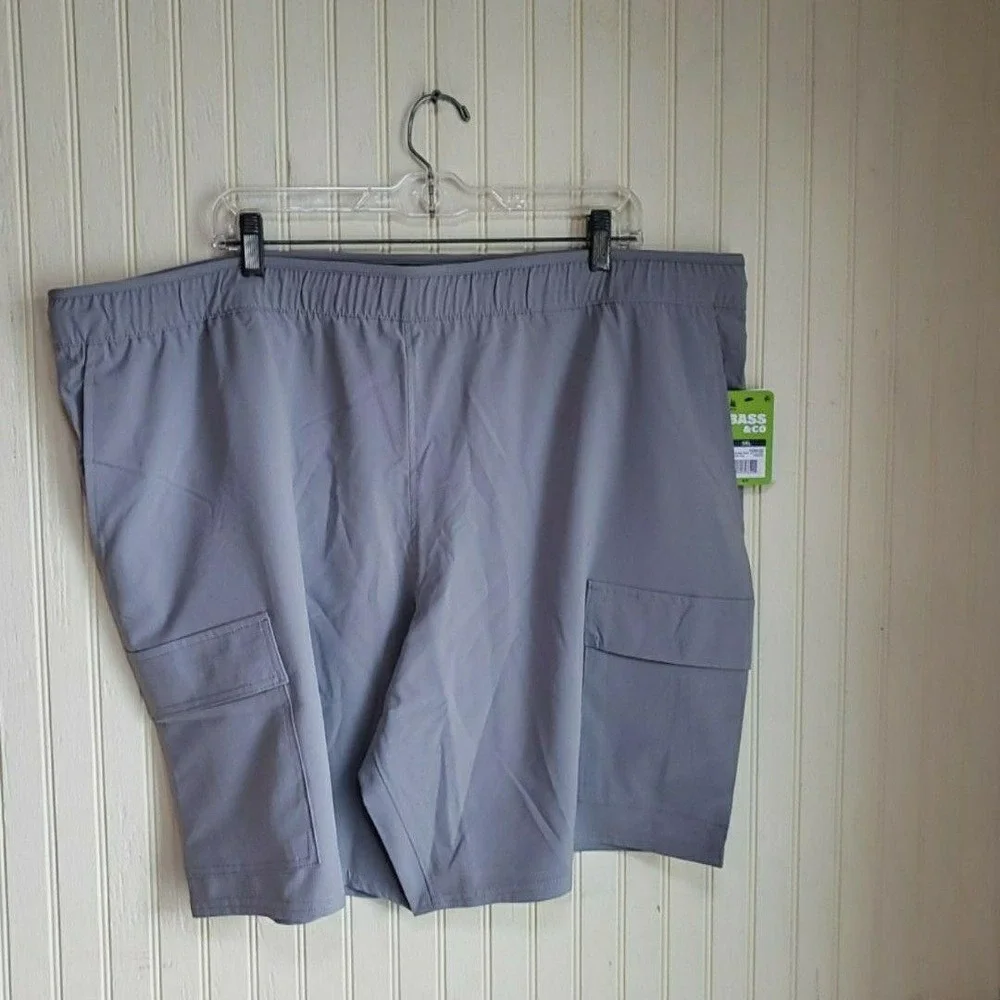 Bass &‎ Co Cargo Shorts Mens 3XL Gray Quick Dry UPF 40 Elastic Waist Everyday